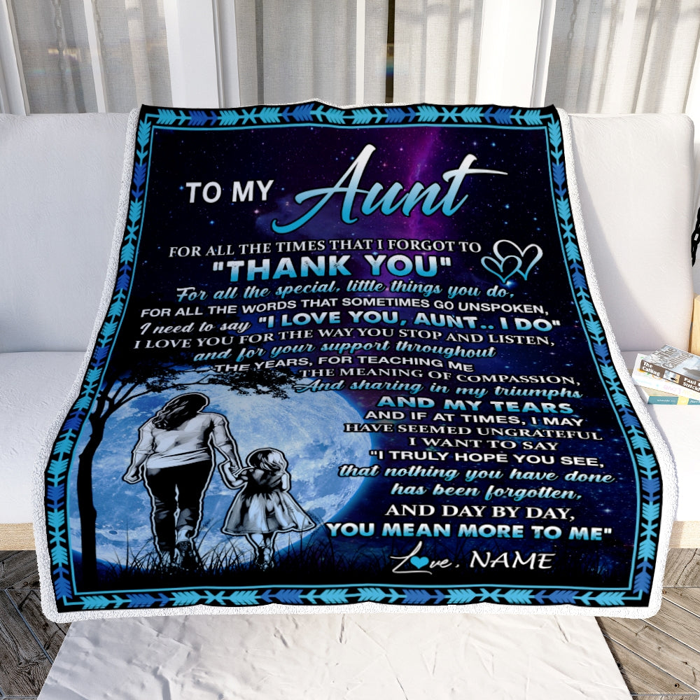Personalized To My Aunt Blanket From Niece Thank You Day By Day Aunt Birthday Mothers Day Thanksgiving Christmas Customized Bed Fleece Blanket | teecentury