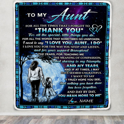 Personalized To My Aunt Blanket From Niece Thank You Day By Day Aunt Birthday Mothers Day Thanksgiving Christmas Customized Bed Fleece Blanket | teecentury