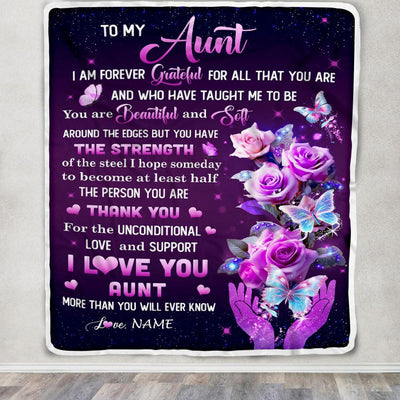 Personalized To My Aunt Blanket From Niece Thank You For Love Butterfly Aunt Birthday Mothers Day Thanksgiving Christmas Customized Gift Fleece Throw Blanket | teecentury