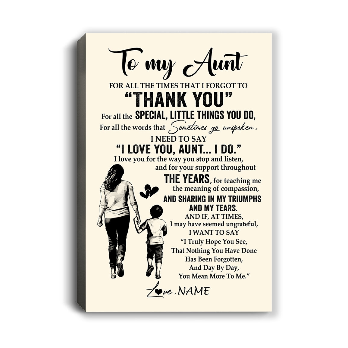 Personalized To My Aunt Canvas From Nephew For All The Times That I Forgot To Thank You Aunt Birthday Mothers Day Christmas Custom Wall Art Print Framed Canvas | teecentury