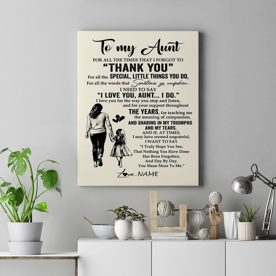 Personalized To My Aunt Canvas From Niece For All The Times That I Forgot To Thank You Aunt Birthday Mothers Day Christmas Custom Wall Art Print Framed Canvas | teecentury
