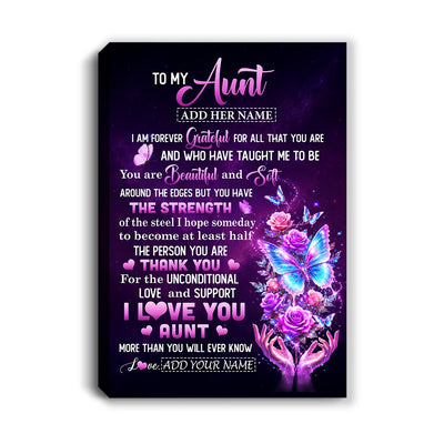 Personalized To My Aunt Canvas From Niece Thank You For Love Butterfly Aunt Birthday Gifts Mothers Day Thanksgiving Christmas Custom Wall Art Framed Canvas | teecentury