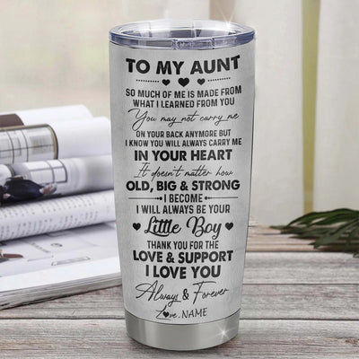 Personalized To My Aunt From Nephew Litte Boy Stainless Steel Tumbler Cup Love You Always And Forever Lion Aunt Mothers Day Birthday Christmas Travel Mug | teecentury