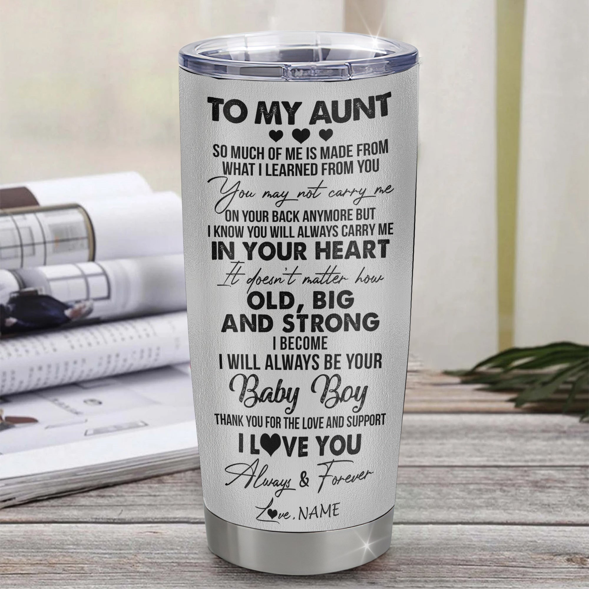 Personalized To My Aunt From Nephew Stainless Steel Tumbler Cup Wolf Always Be Your Little Boy Aunt Mothers Day Birthday Christmas Travel Mug | teecentury
