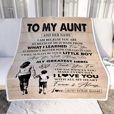 Personalized To My Aunt Gifts Blanket From Nephew Thank You My Hero Aunt Birthday Gift Mothers Day Thanksgiving Christmas Customized Fleece Throw Blanket | teecentury