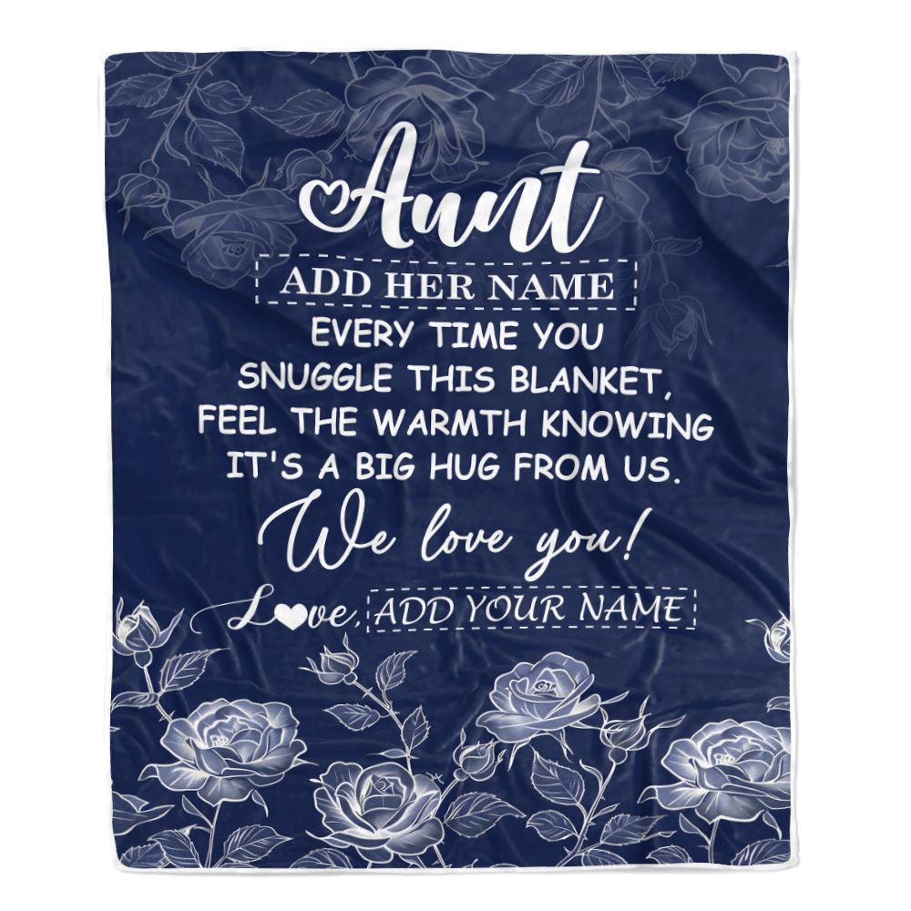 Personalized To My Aunt Gifts Blanket From Niece Nephew Blue Flower Love You Birthday Gifts For Aunt Mothers Day Christmas Aunt Fleece Throw Blanket | teecentury