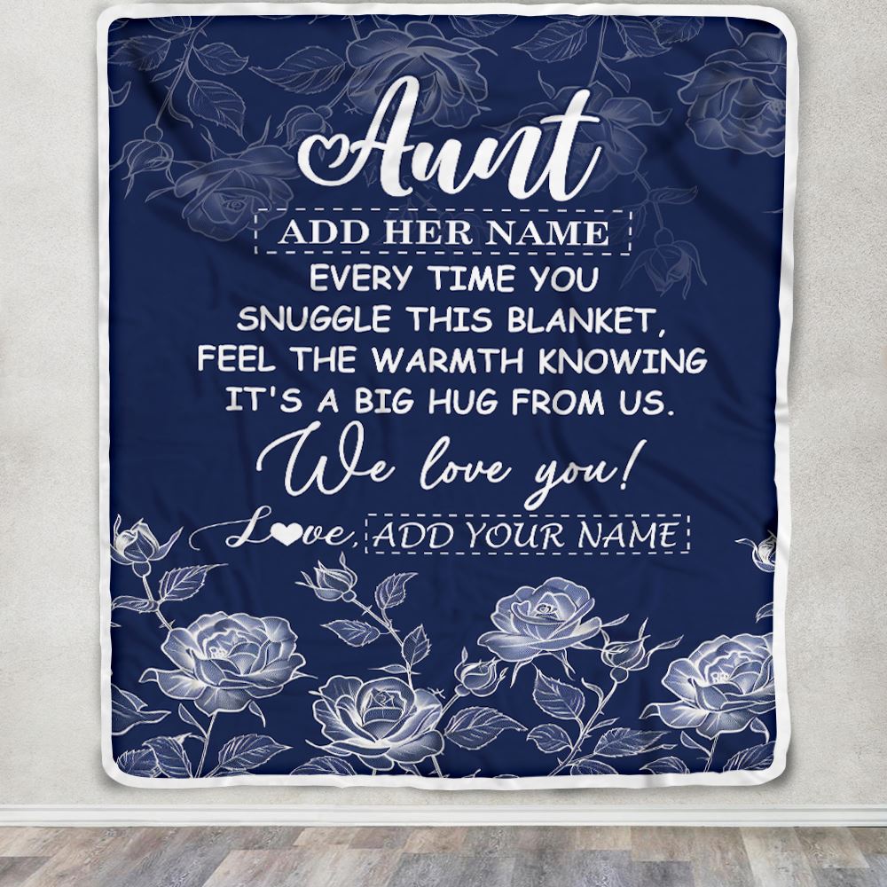 Personalized To My Aunt Gifts Blanket From Niece Nephew Blue Flower Love You Birthday Gifts For Aunt Mothers Day Christmas Aunt Fleece Throw Blanket | teecentury