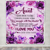 Personalized To My Aunt Gifts Blanket From Niece Nephew Purple Floral Birthday Gifts For Aunt Mothers Day Thanksgiving Christmas Custom Fleece Throw Blanket | teecentury