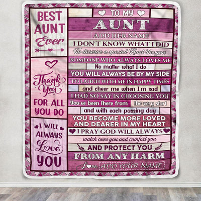 Personalized To My Aunt Gifts Blanket From Niece Nephew Wood Thank You For All Gifts For Aunt Mothers Day Birthday Christmas Customized Fleece Throw Blanket | teecentury