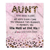 Personalized To My Aunt Gifts From Niece Nephew Blanket Pink Leopard Happy Birthday Gifts For Aunt Mothers Day Christmas Customized Fleece Throw Blanket | teecentury