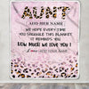 Personalized To My Aunt Gifts From Niece Nephew Blanket Pink Leopard Happy Birthday Gifts For Aunt Mothers Day Christmas Customized Fleece Throw Blanket | teecentury