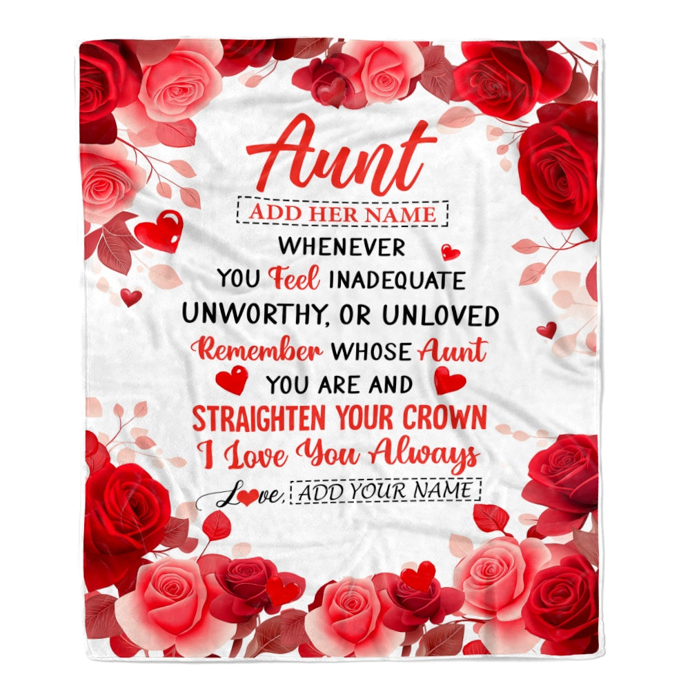 Personalized To My Aunt Gifts From Niece Nephew Blanket Rose Flower Anniversary Birthday Gifts Aunt Mothers Day Thanksgiving Christmas Custom Fleece Blanket | teecentury