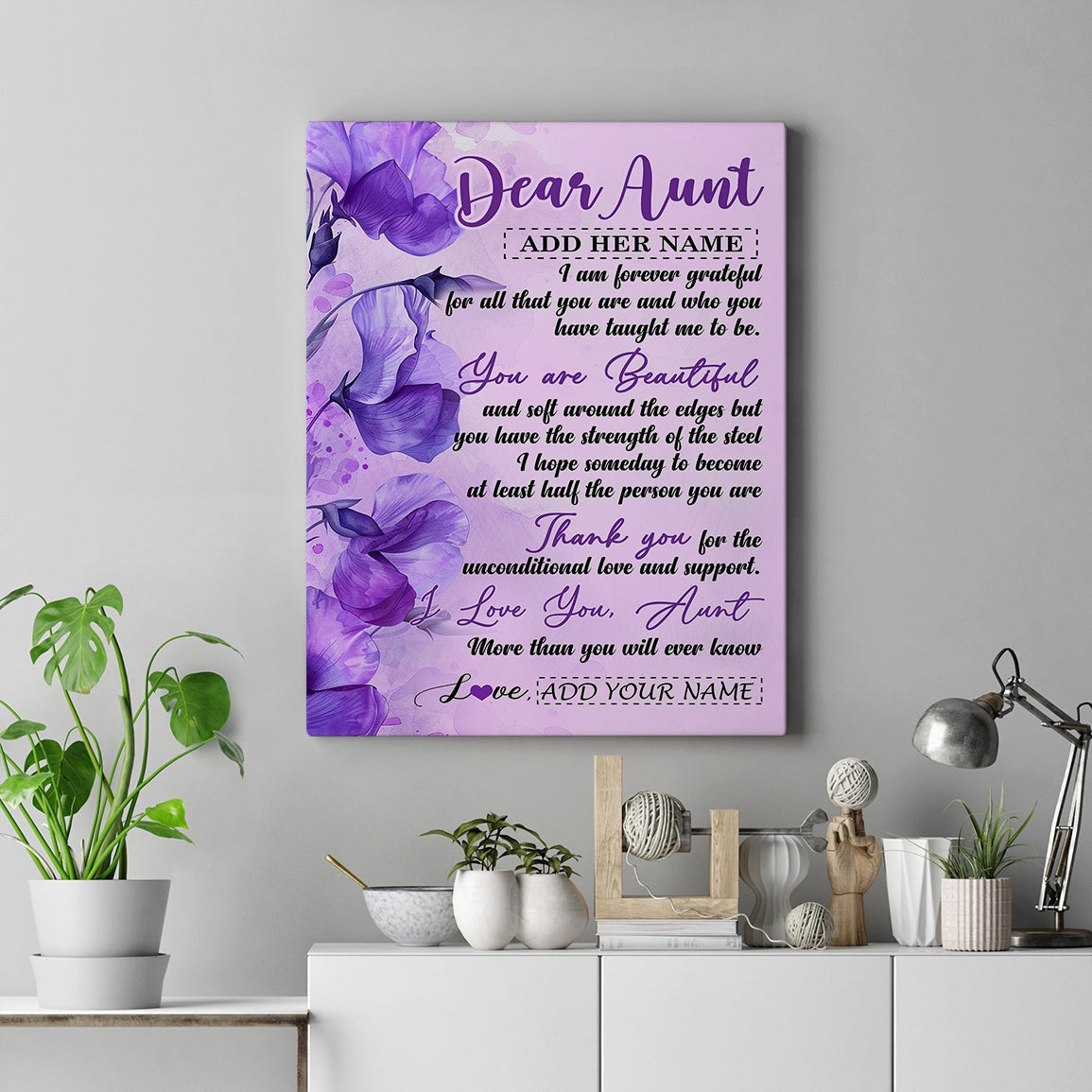 Personalized To My Aunt Gifts From Niece Nephew Canvas Flower You Are Beautiful Gifts For Aunt Mothers Day Birthday Christmas Custom Custom Art Print Framed Canvas | teecentury