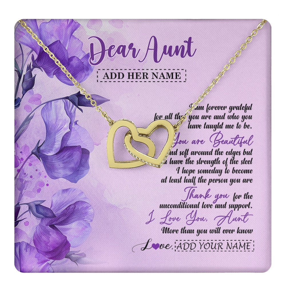 Interlocking Hearts Necklace 18K Yellow Gold Finish | 1 | Personalized To My Aunt Gifts From Niece Nephew Necklace Flower You Are Beautiful Gifts For Aunt Mothers Day Birthday Christmas Custom Gift Box Message Card | teecentury.myshopify