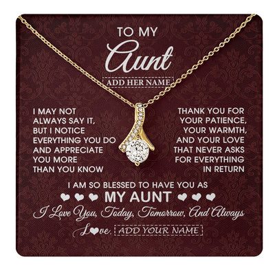 Alluring Beauty Necklace 18K Yellow Gold Finish | 1 | Personalized To My Aunt Gifts From Niece Nephew Necklace Meaningful Jewelry Pendant Gifts For Aunt Mothers Day Birthday Christmas Custom Gift Box Message Card | https://teecentury.