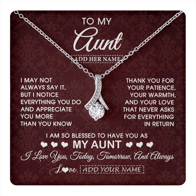 Alluring Beauty Necklace 14K White Gold Finish | 1 | Personalized To My Aunt Gifts From Niece Nephew Necklace Meaningful Jewelry Pendant Gifts For Aunt Mothers Day Birthday Christmas Custom Gift Box Message Card | https://teecentury.