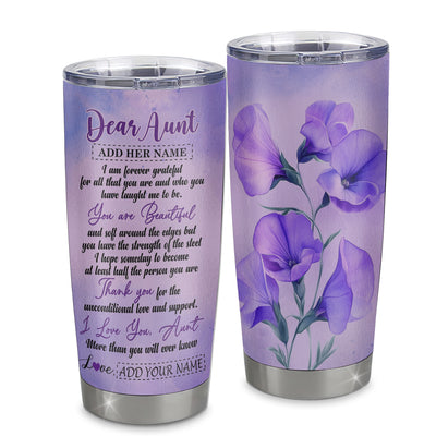 Personalized To My Aunt Gifts From Niece Nephew Tumbler Flower You Are Beautiful Gifts For Aunt Mothers Day Birthday Christmas Custom Stainless Steel Cup Travel Mug | teecentury