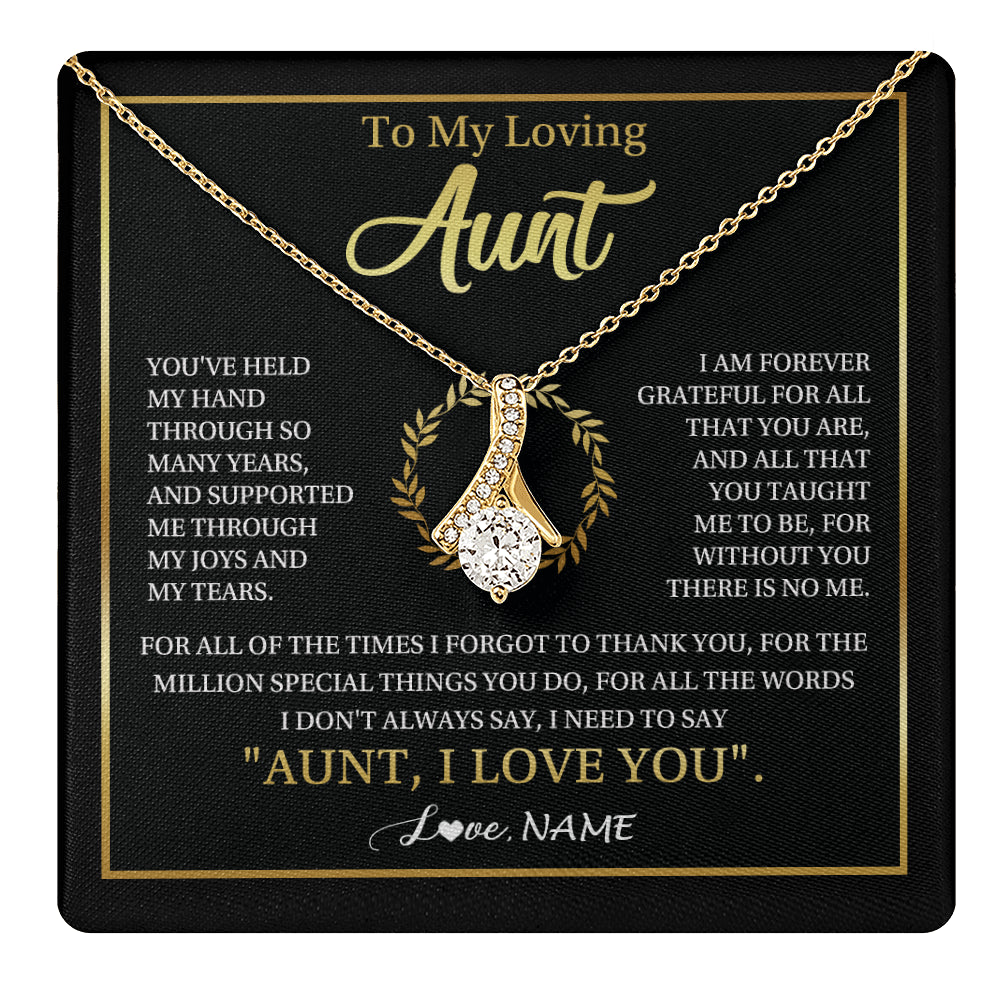 Alluring Beauty Necklace 18K Yellow Gold Finish | 1 | Personalized To My Aunt Gifts Necklace From Niece Nephew Grateful Thank You Aunt Birthday Gifts Mothers Day Christmas Jewelry Customized Gift Box Message Card | teecentury