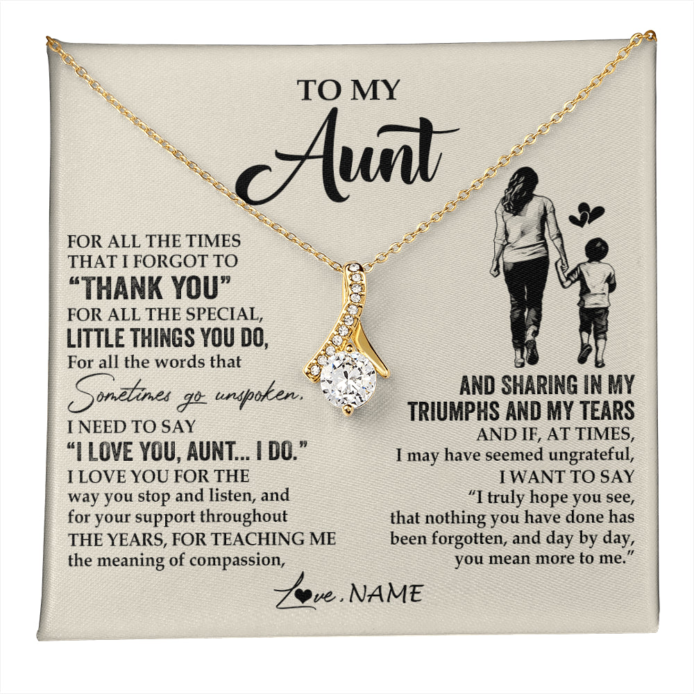 Alluring Beauty Necklace 18K Yellow Gold Finish | 1 | Personalized To My Aunt Necklace From Nephew For All The Times That I Forgot To Thank You Aunt Birthday Mothers Day Christmas Customized Gift Box Message Card | teecentury