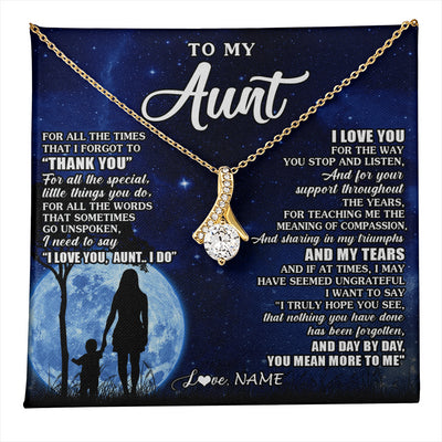 Alluring Beauty Necklace 18K Yellow Gold Finish | 1 | Personalized To My Aunt Necklace From Nephew Niece Thank You Grateful Love Aunt Birthday Mothers Day Thanksgiving Christmas Customized Gift Box Message Card | teecentury