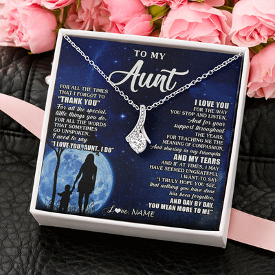 Alluring Beauty Necklace 14K White Gold Finish | 2 | Personalized To My Aunt Necklace From Nephew Niece Thank You Grateful Love Aunt Birthday Mothers Day Thanksgiving Christmas Customized Gift Box Message Card | teecentury