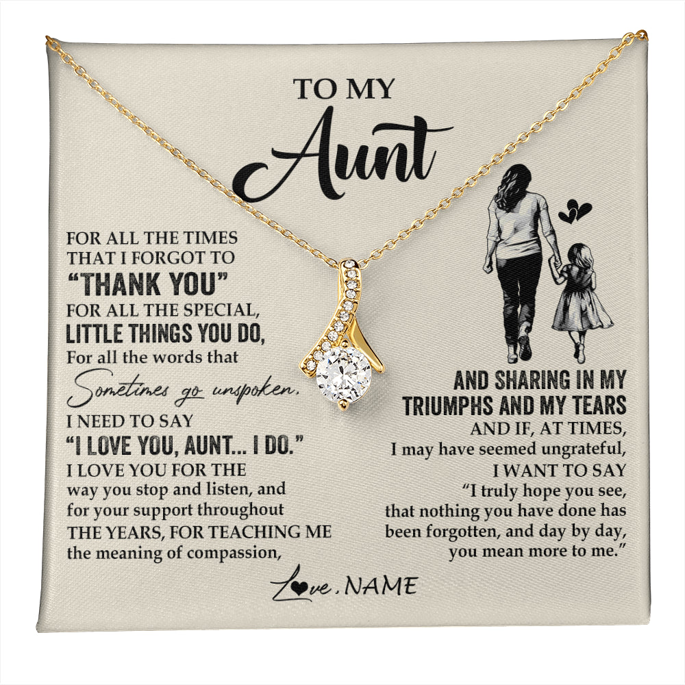 Alluring Beauty Necklace 18K Yellow Gold Finish | 1 | Personalized To My Aunt Necklace From Niece For All The Times That I Forgot To Thank You Aunt Birthday Mothers Day Christmas Customized Gift Box Message Card | teecentury