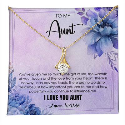 Alluring Beauty Necklace 18K Yellow Gold Finish | 1 | Personalized To My Aunt Necklace From Niece Nephew I Love You Aunt Birthday Gifts Mothers Day Thanksgiving Christmas Jewelry Customized Gift Box Message Card | teecentury