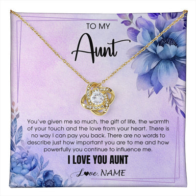Love Knot Necklace 18K Yellow Gold Finish | 1 | Personalized To My Aunt Necklace From Niece Nephew I Love You Aunt Birthday Gifts Mothers Day Thanksgiving Christmas Jewelry Customized Gift Box Message Card | teecentury