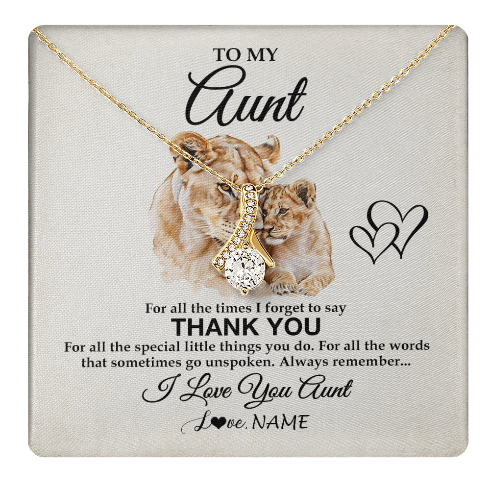Alluring Beauty Necklace 18K Yellow Gold Finish | 1 | Personalized To My Aunt Necklace From Niece Nephew Thank You Lion Aunt Gift For Mothers Day Birthday Gift Christmas For Aunt Customized Gift Box Message Card | teecentury