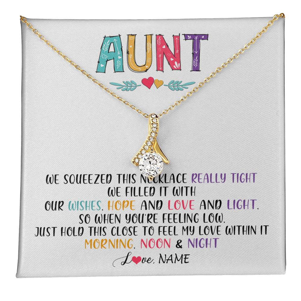 Alluring Beauty Necklace 18K Yellow Gold Finish | 1 | Personalized To My Aunt Necklace From Niece Nephew We Squeezed This Necklace Aunt Birthday Mothers Day Christmas Jewelry Customized Gift Box Message Card | teecentury