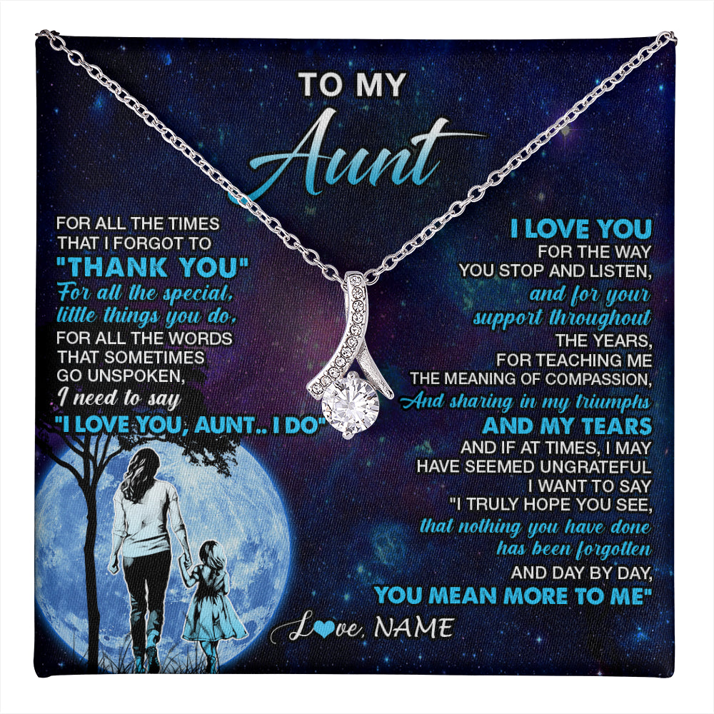 Alluring Beauty Necklace 14K White Gold Finish | 1 | Personalized To My Aunt Necklace From Niece Thank You Day By Day Aunt Birthday Gifts Mothers Day Christmas Customized Gift Box Message Card | teecentury