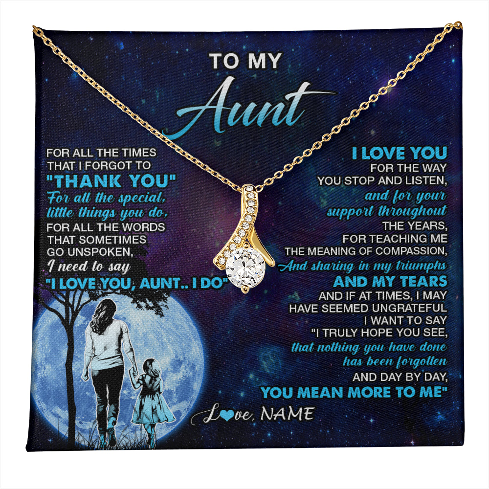 Alluring Beauty Necklace 18K Yellow Gold Finish | 1 | Personalized To My Aunt Necklace From Niece Thank You Day By Day Aunt Birthday Gifts Mothers Day Christmas Customized Gift Box Message Card | teecentury