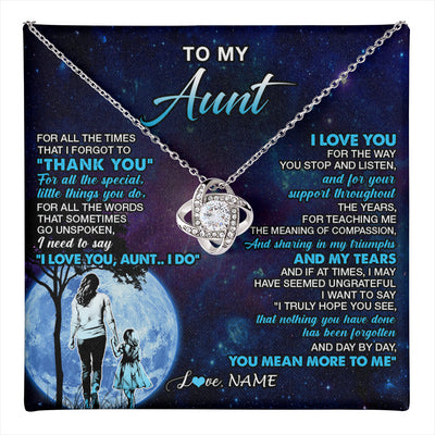 Love Knot Necklace 14K White Gold Finish | 1 | Personalized To My Aunt Necklace From Niece Thank You Day By Day Aunt Birthday Gifts Mothers Day Christmas Customized Gift Box Message Card | teecentury