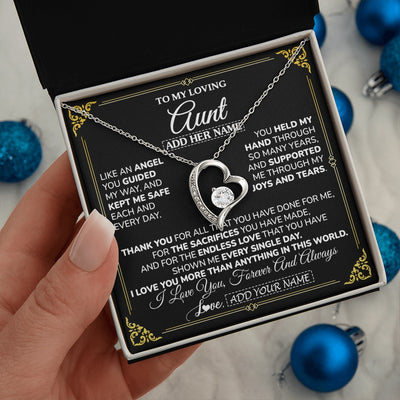 Forever Love Necklace 14K White Gold Finish | 2 | Personalized To My Aunt Necklace Gifts Meaningful Gift To Aunt From Niece Without You There Is No Me Mothers Day Birthday Custom Gift Box Message Card | https://teecentury.