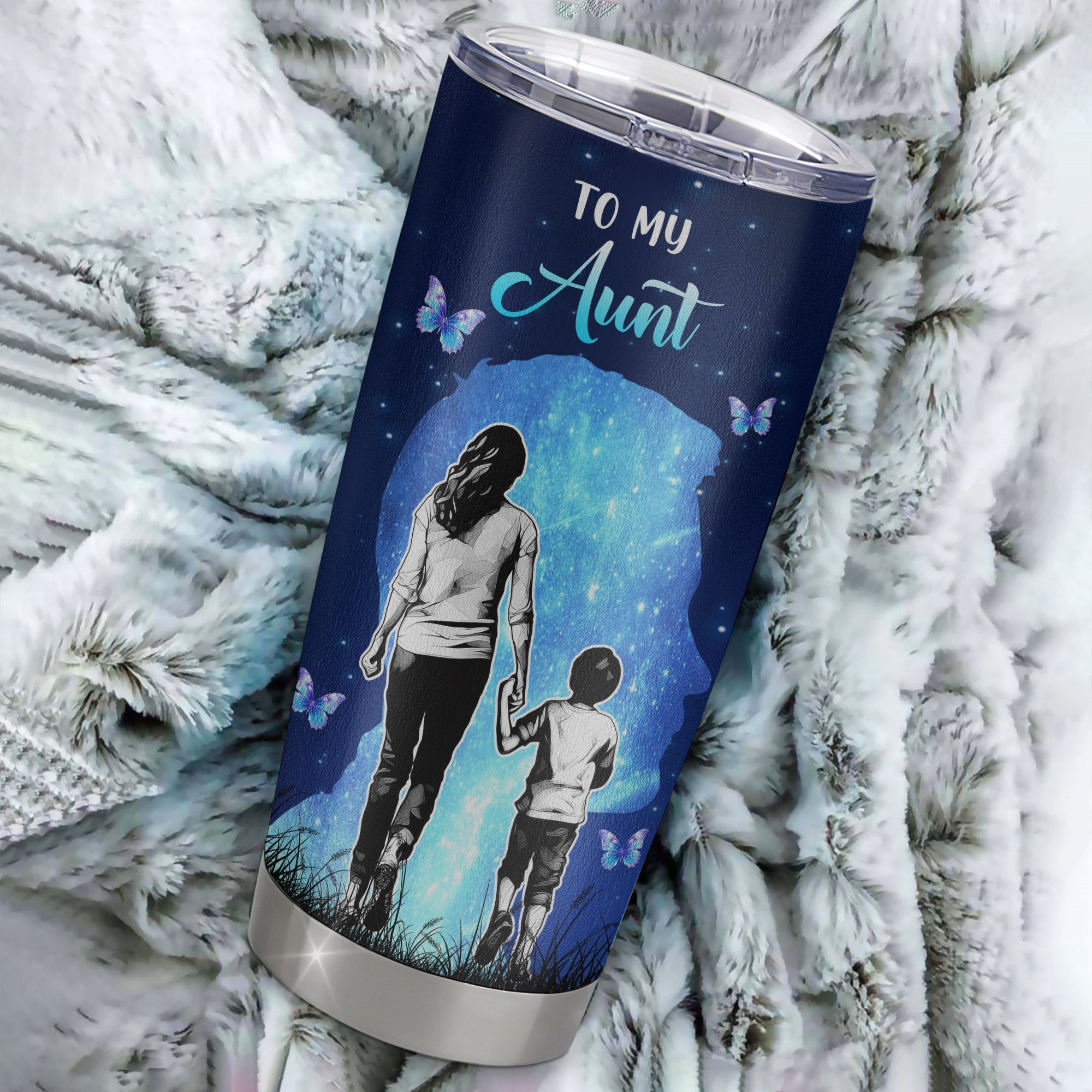 Personalized To My Aunt Tumbler From Nephew Stainless Steel Cup Butterfly Forever And Always Aunt Gift Birthday Mothers Day Thanksgiving Christmas Travel Mug | teecentury