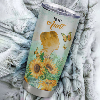 Personalized To My Aunt Tumbler From Niece Nephew Stainless Steel Cup Sunflower Forever Grateful Aunt Gift Birthday Mothers Day Christmas Travel Mug | teecentury