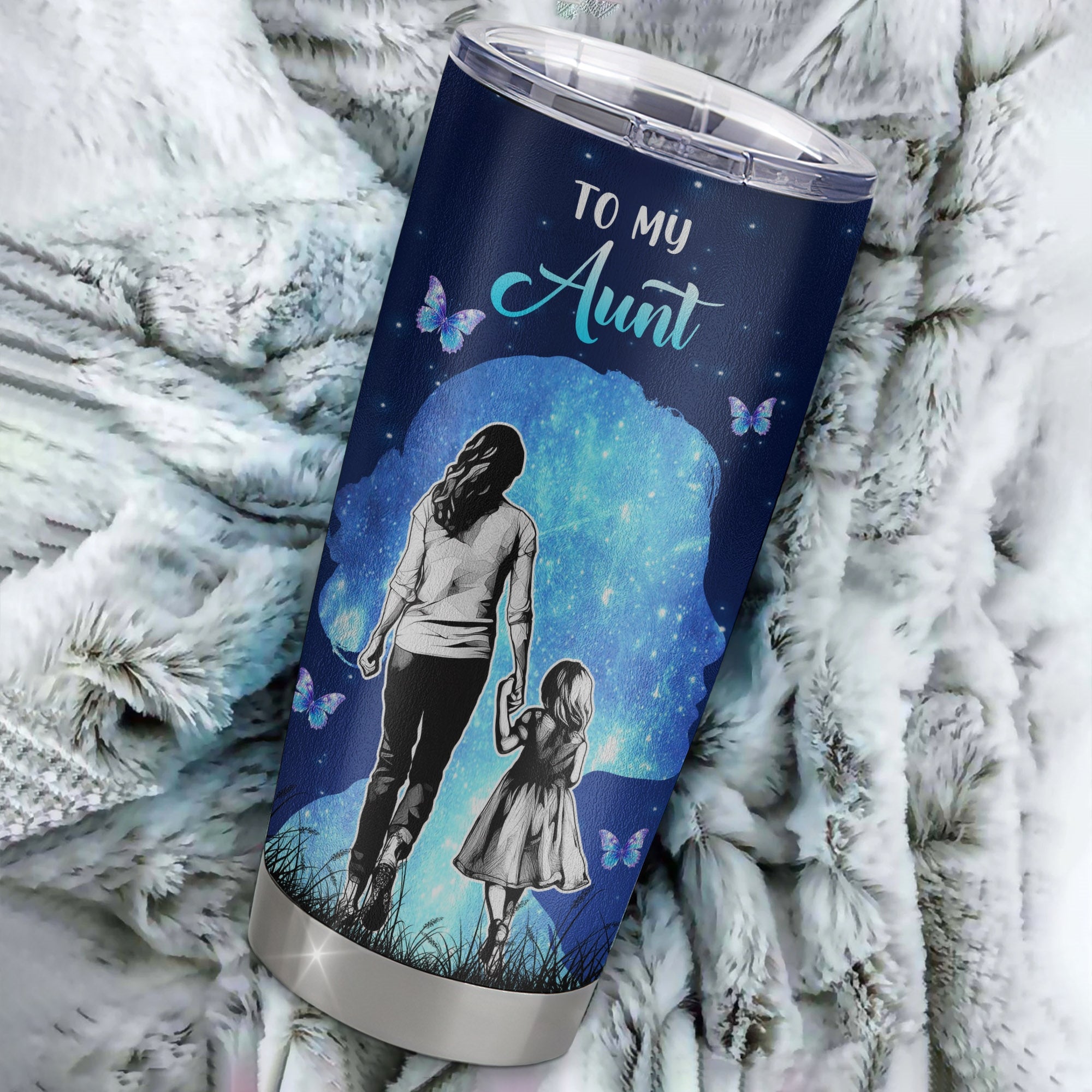Personalized To My Aunt Tumbler From Niece Stainless Steel Cup Butterfly Forever And Always Aunt Gift Birthday Mothers Day Thanksgiving Christmas Travel Mug | teecentury