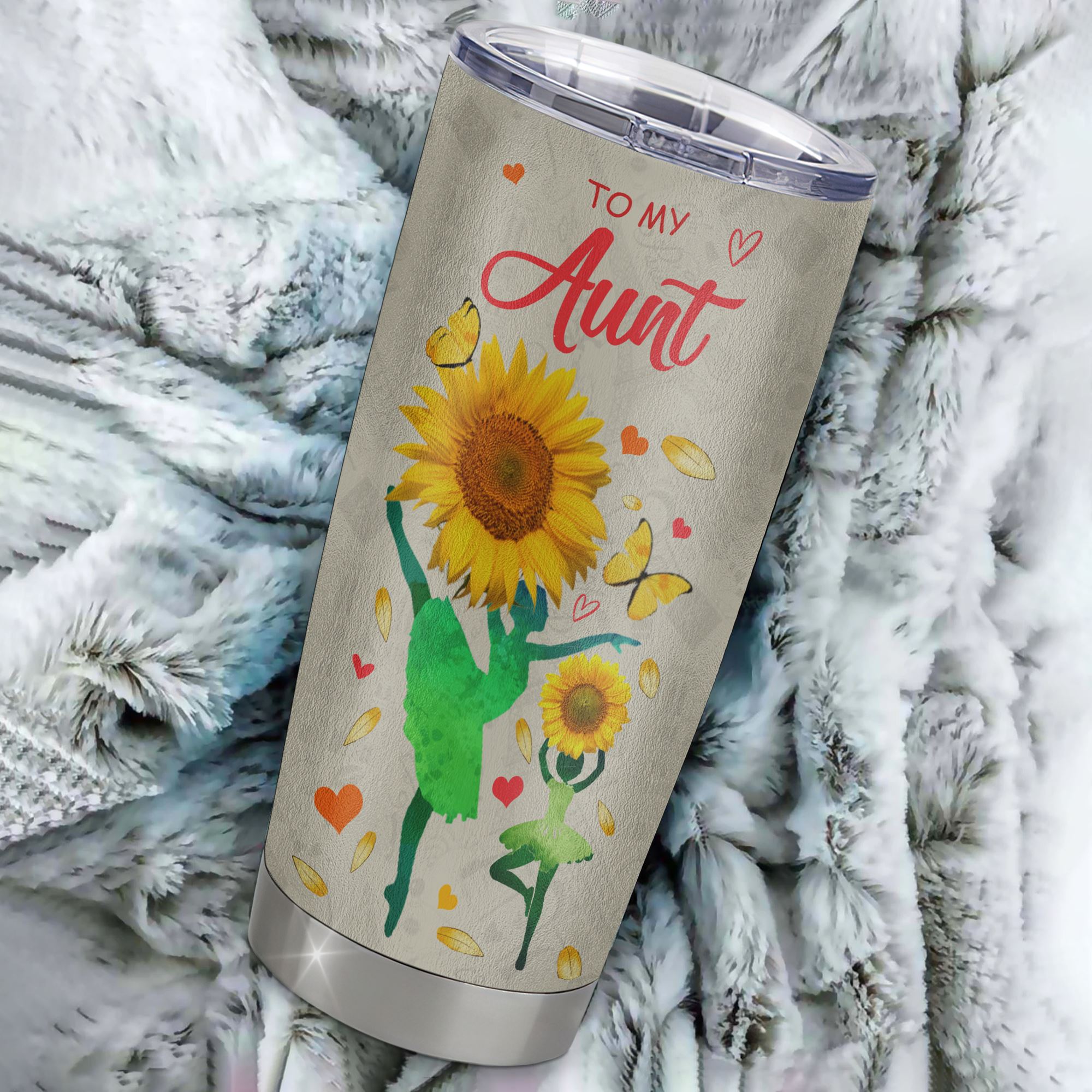 Personalized To My Aunt Tumbler From Niece Stainless Steel Cup Thank You Dancing Sunflower Aunt Birthday Mothers Day Thanksgiving Christmas Travel Mug | teecentury