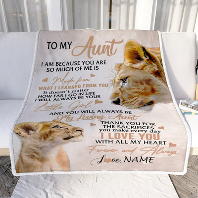 Personalized To My Aunt from Niece Lion I Love You With All My Heart Aunt Birthday Mothers Day Christmas Customized Fleece Throw Blanket Mockup | teecentury