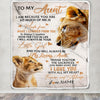Personalized To My Aunt from Niece Lion I Love You With All My Heart Aunt Birthday Mothers Day Christmas Customized Fleece Throw Blanket Mockup | teecentury
