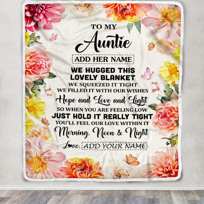 Personalized To My Auntie Blanket From Niece Floral We Hugged This Lovely Auntie Birthday Gifts Mothers Day Christmas Customized Fleece Throw Blanket | teecentury