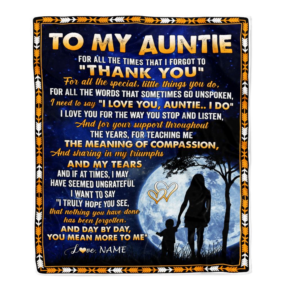 Personalized To My Auntie Blanket From Niece Nephew Thank You Grateful Love Auntie Birthday Mothers Day Christmas Customized Gift Fleece Throw Blanket | teecentury