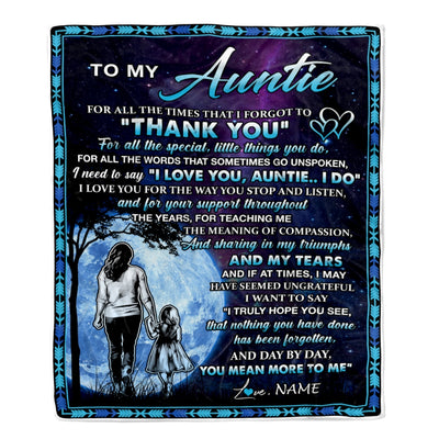 Personalized To My Auntie Blanket From Niece Thank You Day By Day Auntie Birthday Mothers Day Thanksgiving Christmas Customized Bed Fleece Blanket | teecentury