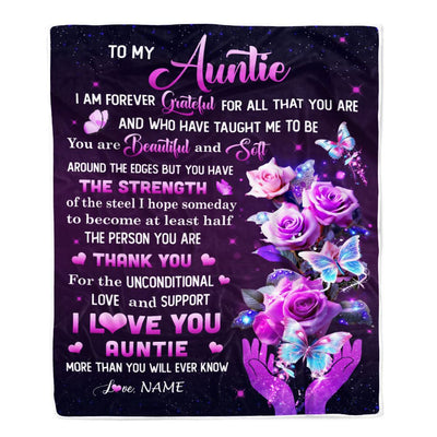 Personalized To My Auntie Blanket From Niece Thank You For Love Butterfly Auntie Birthday Mothers Day Thanksgiving Christmas Customized Gift Fleece Blanket | teecentury
