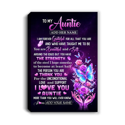 Personalized To My Auntie Canvas From Niece Thank You For Love Butterfly Auntie Birthday Gifts Mothers Day Thanksgiving Christmas Custom Wall Art Framed Canvas | teecentury