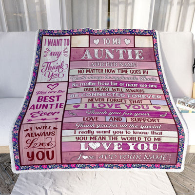 Personalized To My Auntie Gifts Blanket From Niece Nephew Wood My Favorite Auntie Birthday Gifts Mothers Day Christmas Customized Fleece Throw Blanket | teecentury