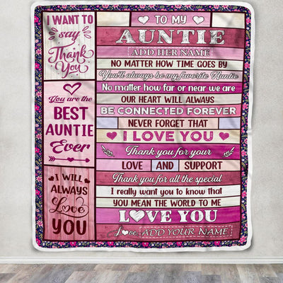 Personalized To My Auntie Gifts Blanket From Niece Nephew Wood My Favorite Auntie Birthday Gifts Mothers Day Christmas Customized Fleece Throw Blanket | teecentury