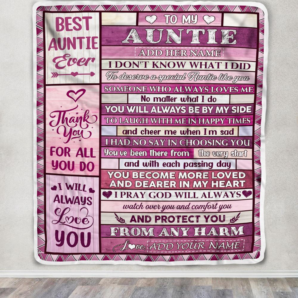 Personalized To My Auntie Gifts Blanket From Niece Nephew Wood Thank You For All Gifts For Auntie Mothers Day Birthday Christmas Customized Fleece Blanket | teecentury