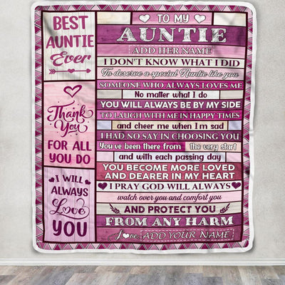 Personalized To My Auntie Gifts Blanket From Niece Nephew Wood Thank You For All Gifts For Auntie Mothers Day Birthday Christmas Customized Fleece Blanket | teecentury