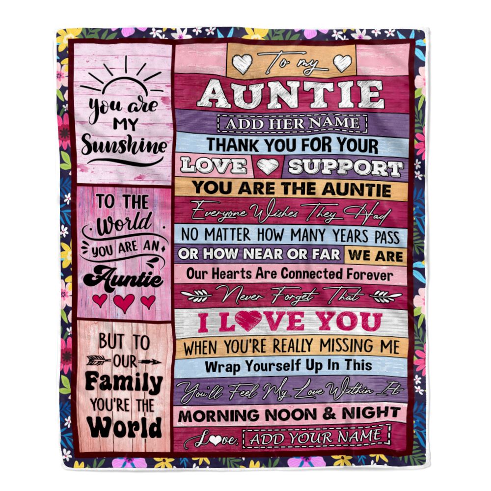 Personalized To My Auntie Gifts Blanket From Niece Nephew Wood You Are The Auntie Birthday Gifts Mothers Day Christmas Customized Fleece Throw Blanket | teecentury